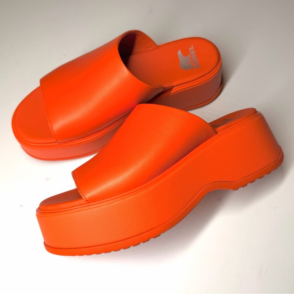 Sorel Women’s DAYSPRING Orange Platform Slide Sandals Size- 7 - Picture 8 of 9